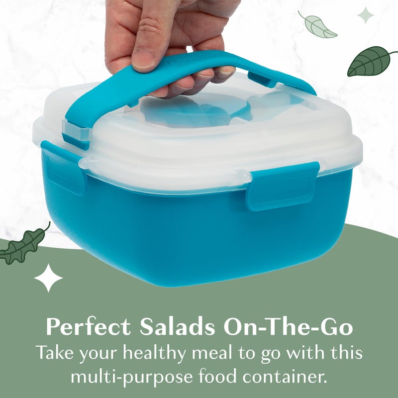 Goodful Stackable Lunch Box Container, Bento Style Food Storage with Removeable Compartments for Sandwich, Snacks, Toppings & Dressing, Leak-Proof and Made without BPA, 56-Ounce, Blue - Image 3